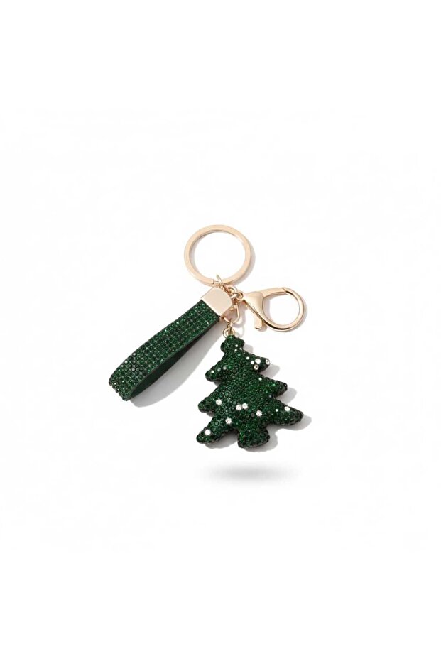 Sparkling Christmas Tree Keychain Red
