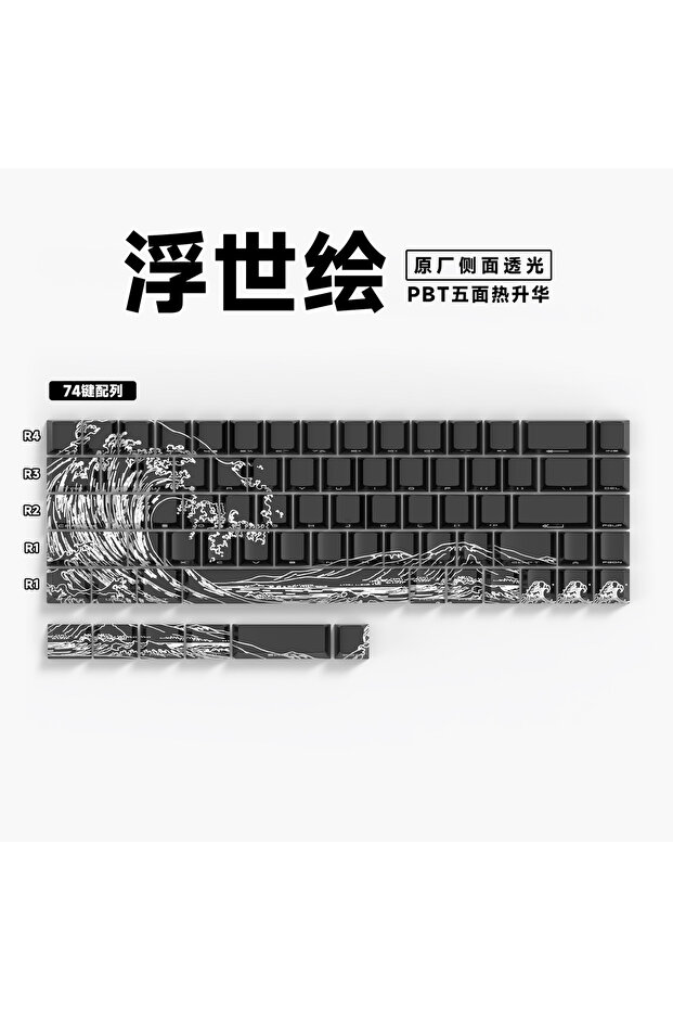 silabor 74 Tuşlu Klavye Keycaps, Yan Baskılı Arka Aydınlatmalı PBT 60/61/68 Mekanik Klavyelerle Uyumludur.