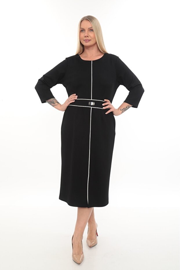 Stripe Detail Belted Midi Dress Ets7253