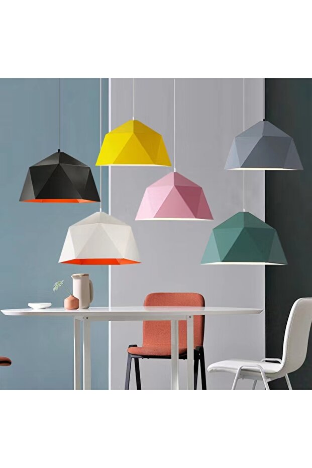 New Macaron Color Single Head Iron Chandelier (Yellow)