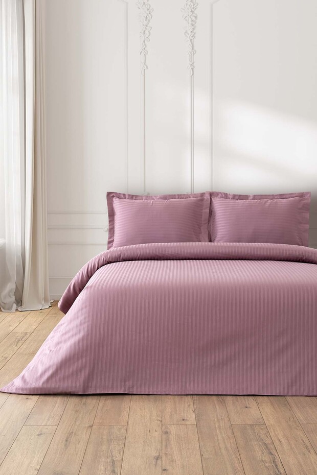 Dusty Rose 100% Cotton Satin Look Double Duvet Cover Set 160X200 cm - Bristol Bedding Set
