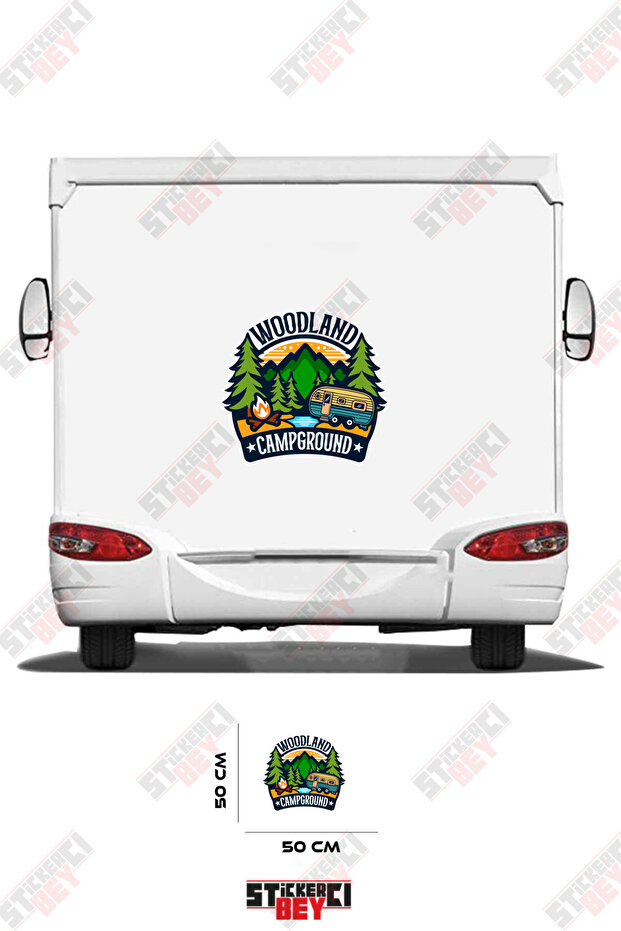 Woodland Camp Ground Written Caravan Sticker Coating