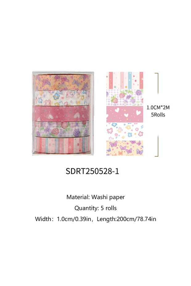 SDRT250528-1 5Roll Flower Washi tape Season Poetry Plant Star Masking Tape Decorative Supplies Plann
