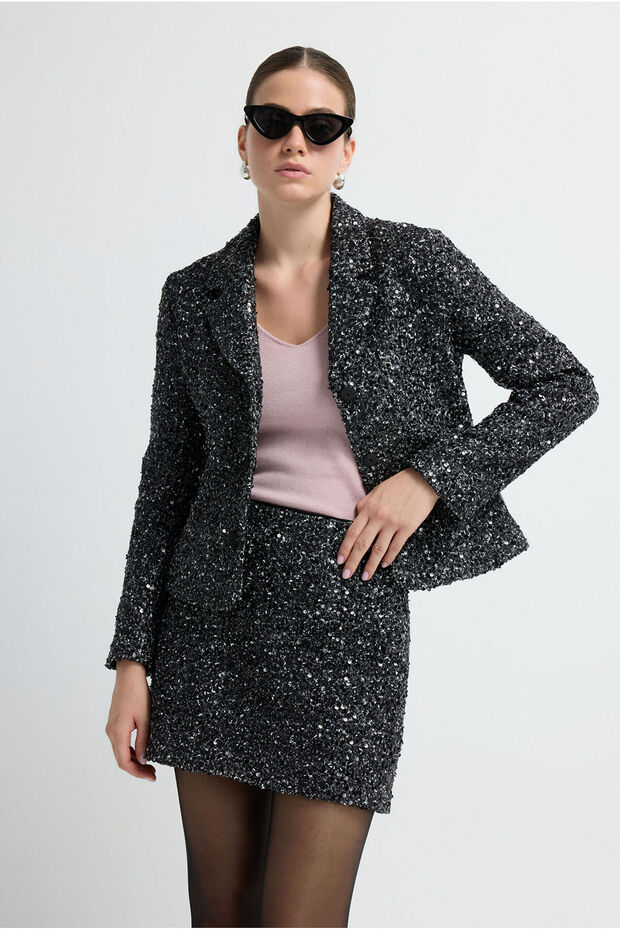 Payetli Triko Ceket - 5