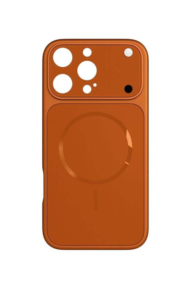 Orange protective back cover to convert iPhone 16 Pro Max into iPhone 17 Pro Max