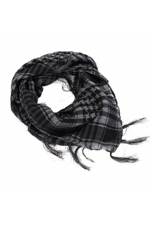 1PCS Grey 1/3Pcs Men's Outdoor Hiking Shawl With Tassel Plaid Desert Scarf Arab Tactical Army Turb.