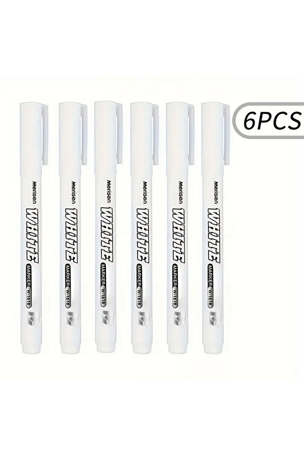 6 pieces 3/6pcs Waterproof White Marker Pen for Tire Painting, Fabric, Wood, and Leather - Permanent