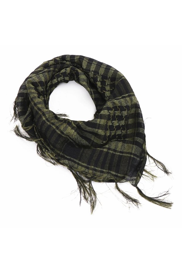 1PCS Army Green 1/3Pcs Men's Outdoor Hiking Shawl With Tassel Plaid Desert Scarf Arab Tactical Army