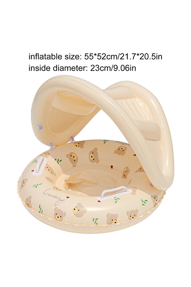 عوامة حمام سباحة قابلة للنفخ بتصميم دب وأرنب - قطعة واحدة - عوامة حمام سباحة سميكة قابلة للنفخ لفصل الصيف والشاطئ وحمام السباحة - 1