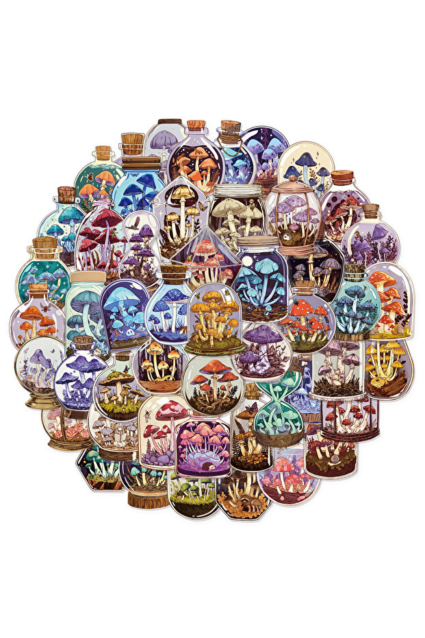 50PCS 50PCS Creative Mushroom Bottle Decoration Graffiti Stickers Luggage Speaker Skateboard Water C
