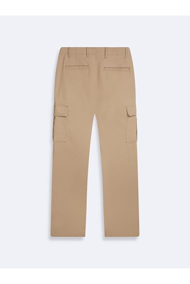 Düz Paça Kargo Bej Pantolon - 3