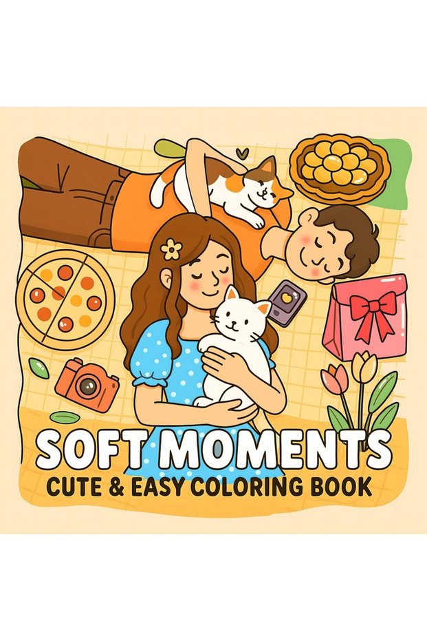 MULTI SOFT MOMENTS: Coloring Book for Adults Featuring Cute Cozy Daily Activities for Relaxation (Co
