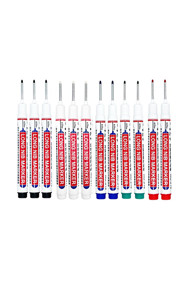 12 mixed D 4/12 Pcs Waterproof Long Head Markers Deep Hole Marker Pen for Metal Carpenter Red/Black/