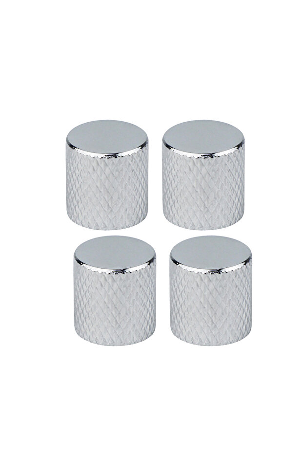 FLEOR 4pcs Metal Guitar Bass Knobs Control Knobs Chrome Flat Top - 5