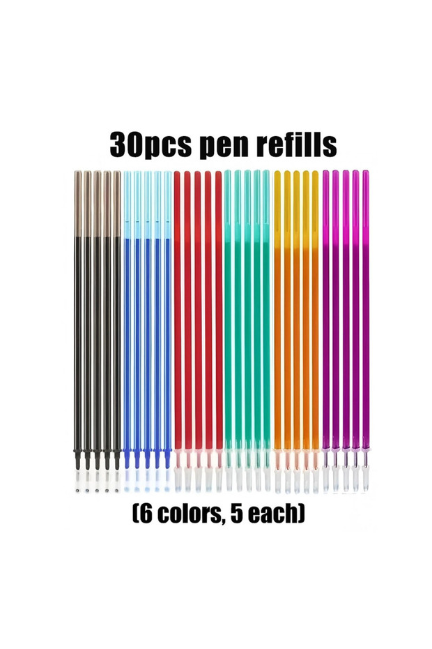 30pcs Refills 36-Pack Cat-Themed Erasable Gel Pens 6 Colors Refill Set, 0.5mm Fine Point, Heat Sensi