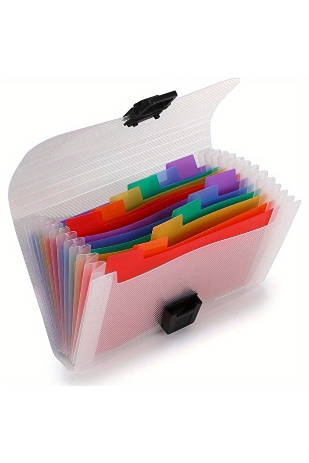 1pc A6 Expanding File Organizer 13-Pockets, Accordion Folder with Button Closure for Documents Recei - 1