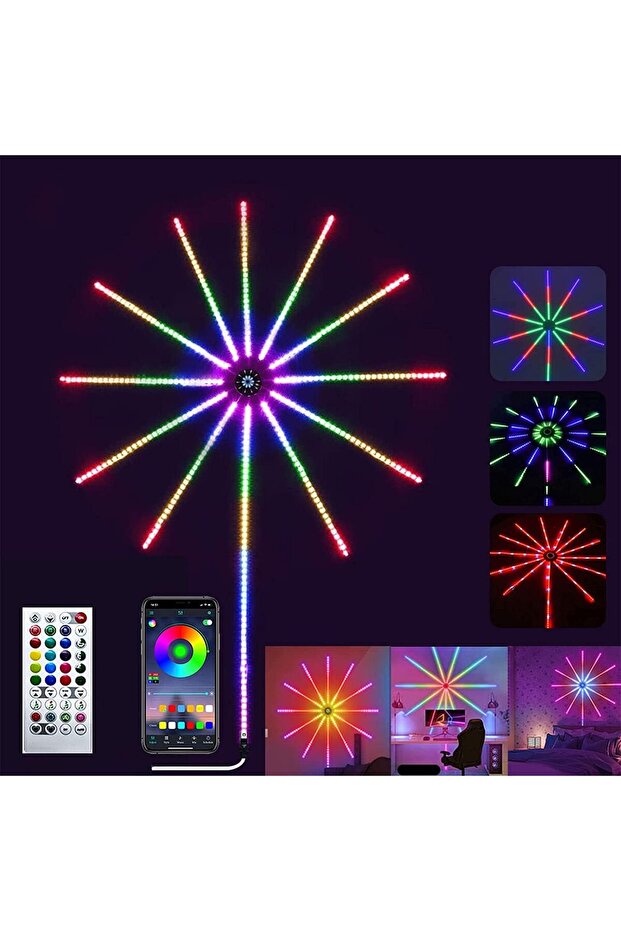 Smart Firework Lights Indoor App & Remote RGB Color Changing LED Strip (Small)