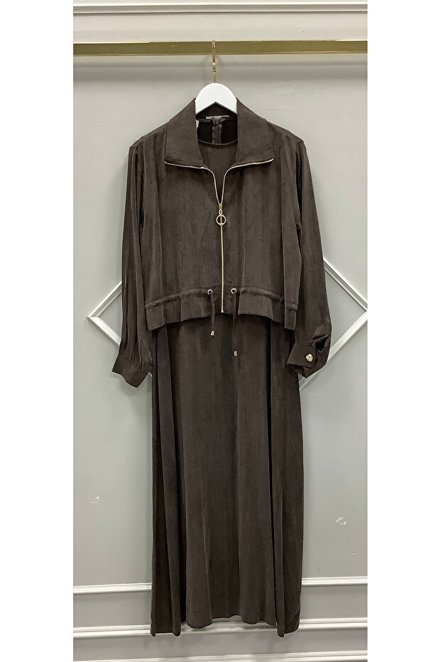 Ceketli İpek Cupra Elbise - 2