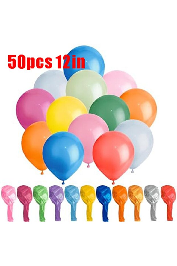 12INCH 50pcs 12in 50pcs Rainbow Balloons Multicoloured, Large 12 Inch Thick Latex Biodegradable Heli
