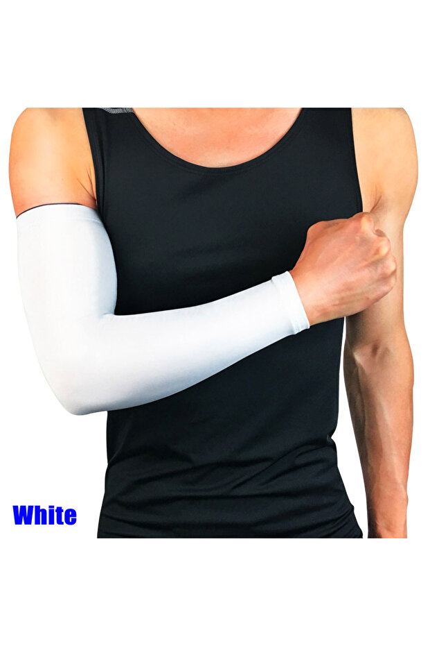M white 1pcs Cooling UV Sun Protection Arm Sleeves, Tattoo Forearm Covers Anti-Slip for Running, Cyc