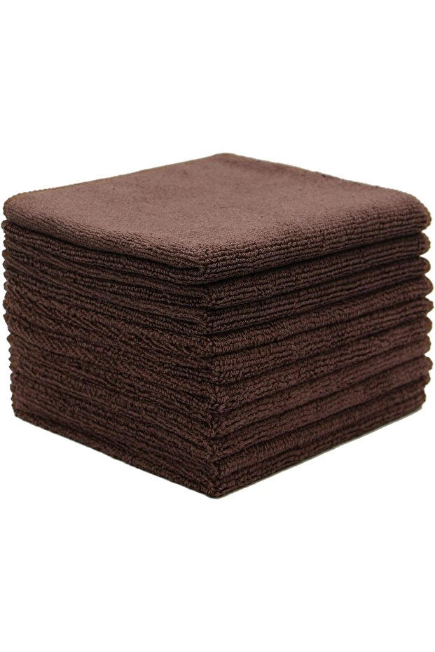 Ultra Absorbent Microfiber Cleaning Cloths, Brown, 12 x 12 in, 10 Pack