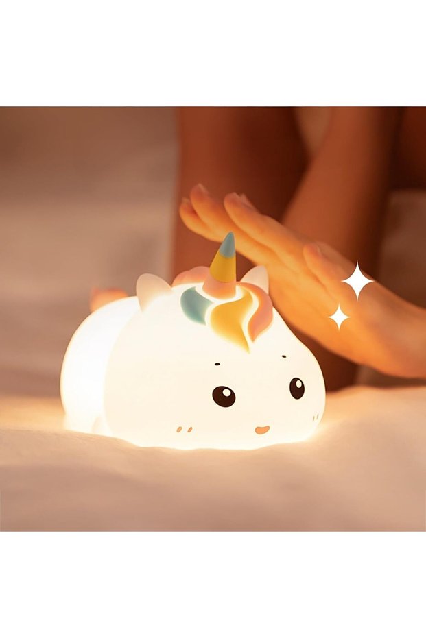 Cute Unicorn Night Light - 7 Color Remote-Controlled Silicone Rechargeable LED Lamp