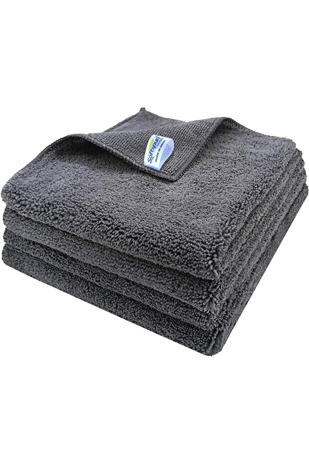 Microfiber High Loop Cleaning Cloths, 40x40 cm, 4 pcs, 380 GSM (Grey)
