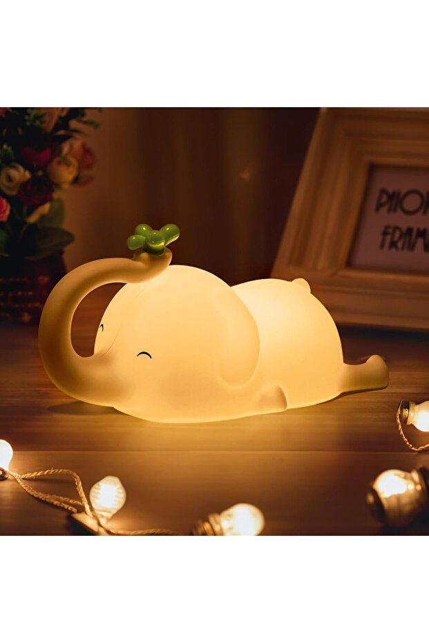 Kids Elephant Night Light - Rechargeable Dimmable Touch Lamp with Timer