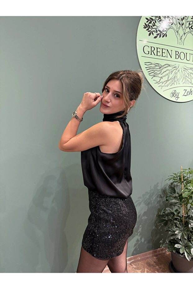 Pullu Payet Şort Siyah - 2