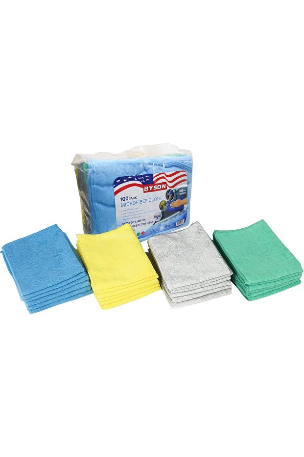 100PK Microfiber Cleaning Cloths 30×40cm, 220 GSM, Lint-Free, Reusable