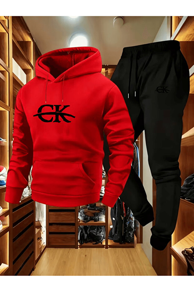 طقم بدلة رياضية CK Letters بغطاء رأس