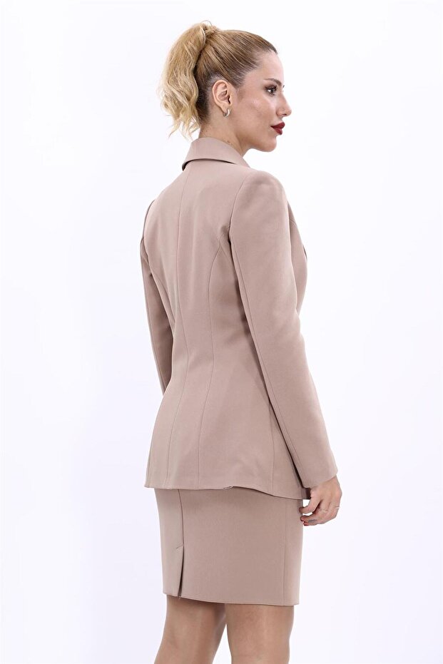 سترة كلاسيكية بزر واحد - حجرية اللون - 3