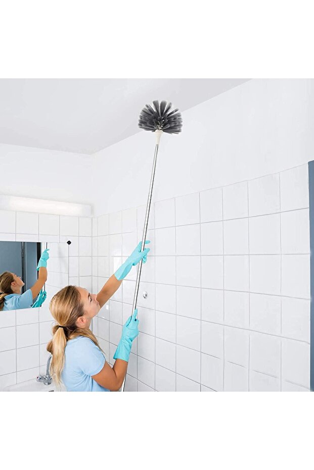 Duster with Extra Long Extension Pole, Microfiber & Cobweb Double Replacement Heads - 6