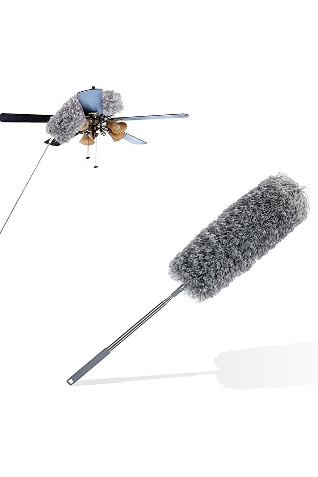 Extendable Feather Duster with Telescopic Pole, Bendable Microfiber Head, Washable, 98-Inch Reach