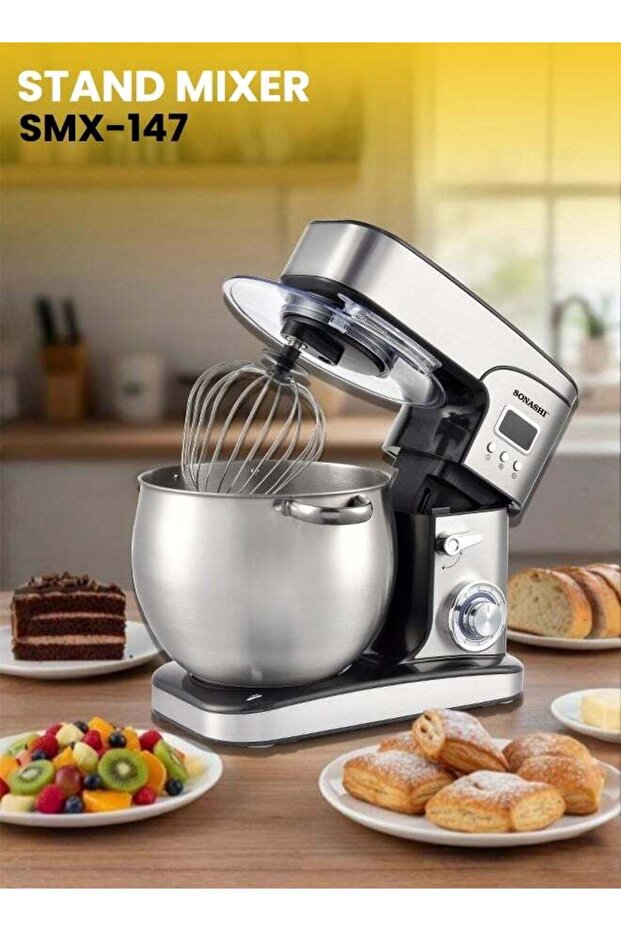 12L Stand Mixer – 6-Speed with Pulse & LED Display | Stainless Steel Bowl | 2000W SMX-147