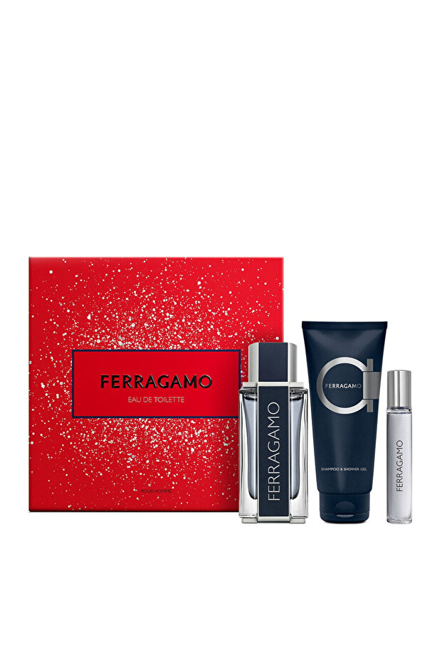 Ferragamo For Men Set Eau De Toilette 100ml + Eau De Toilette 15ml + Shampoo & S