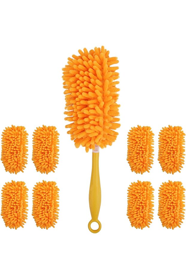 Reusable Duster Refills - 8-Pack Microfiber Pads, Compatible with Swiffer Handles (Orange)