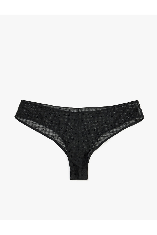 Comfortable Cut Tulle Glitter Brazilian Panties