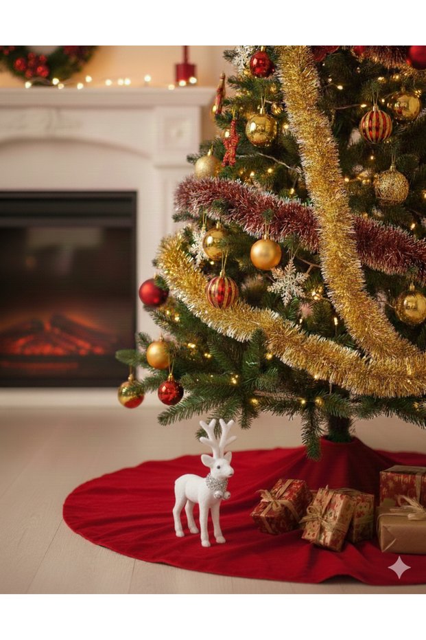 22 cm X 15 cm – Christmas Deer White Velvet Furry Decorative Table and Party Ornament Figure Christmas