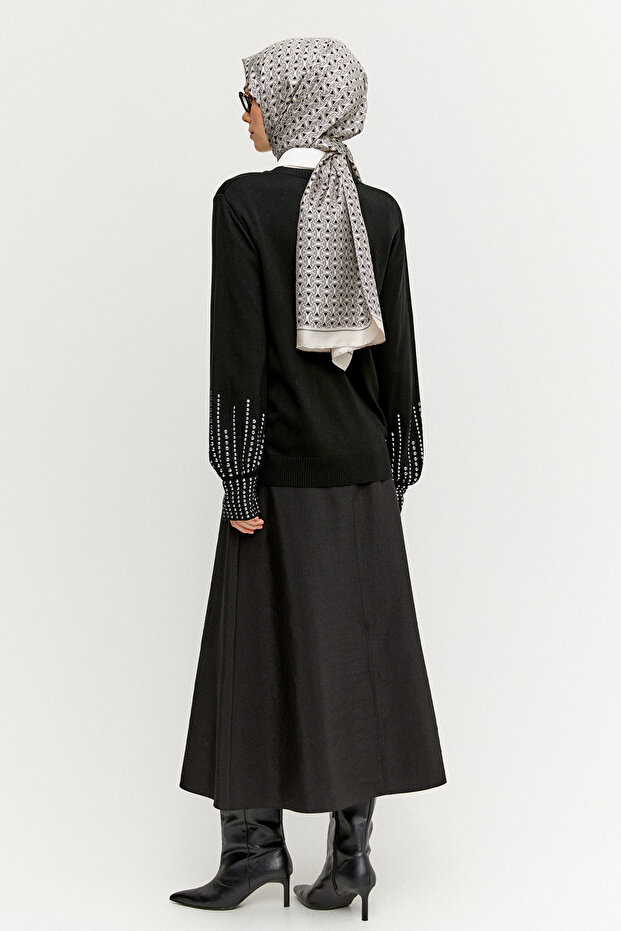 Taş Detaylı Triko Bluz - 6