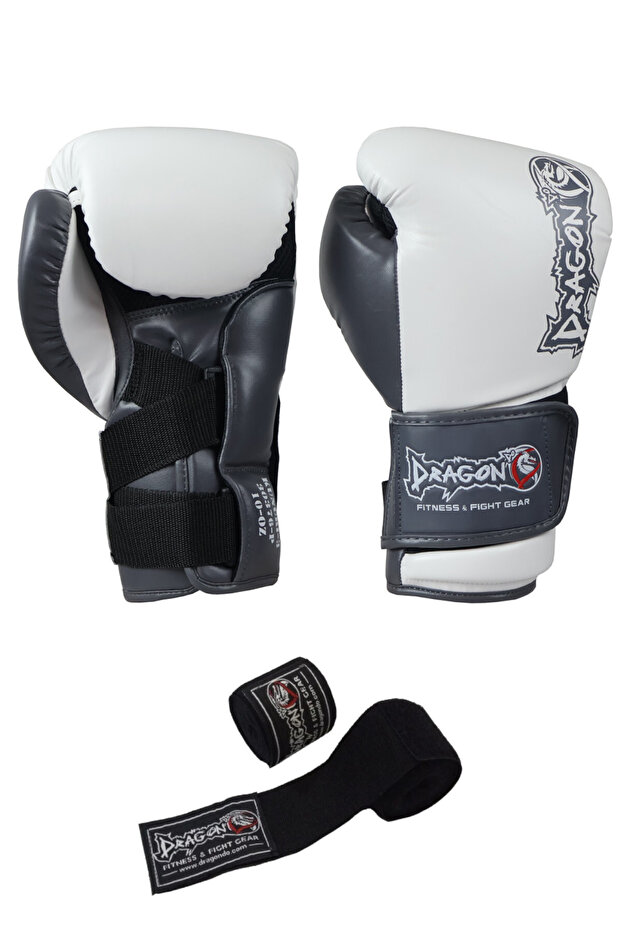 Kunuri Boxing Kickboxing Muaythai Sparring Training Dragon Boxing Gloves and Bandage Set of 2