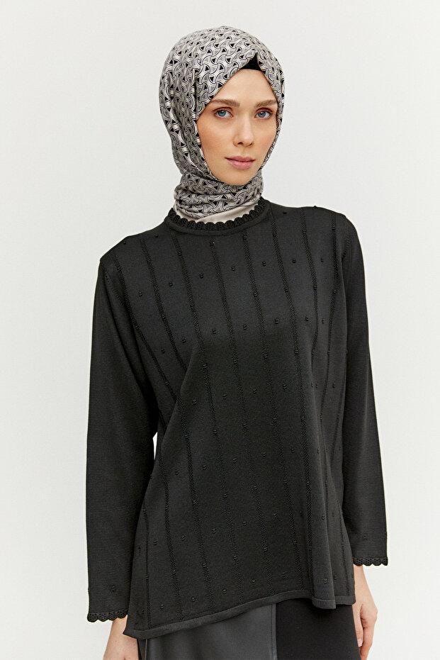 Dilim Detaylı Triko Bluz - 5