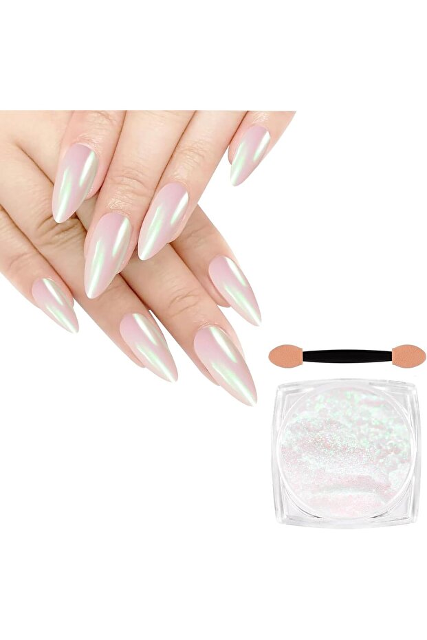 White Chrome Nail Powder BISHENGYF - 1g Green Aurora