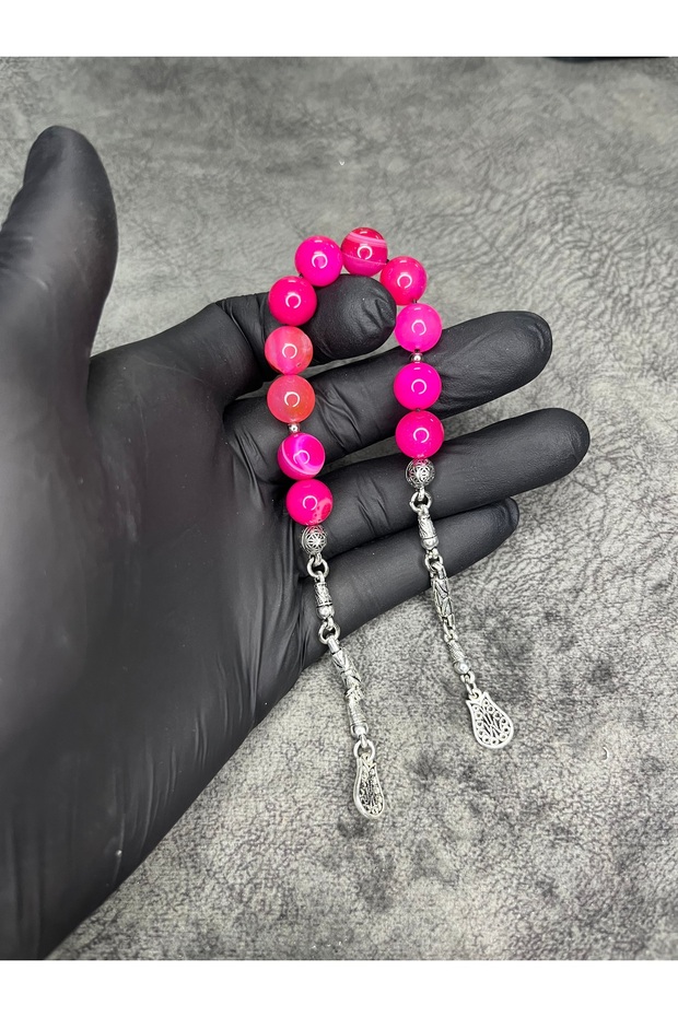 Zaza Sallamalık Pink Agate Stone Natural Stone Prayer Beads