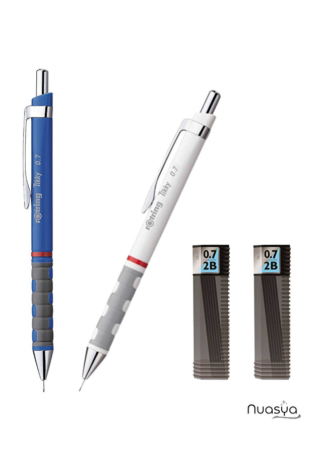 2-Piece Versatil Pen Set Blue & White + 2 Tombow 0.7 Nibs as a Gift