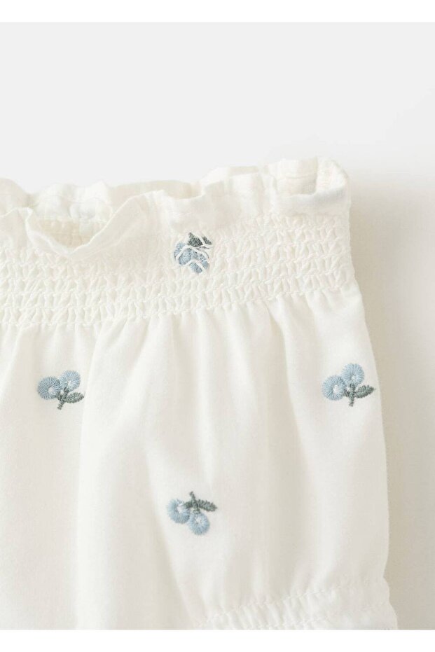 Çiçek işlemeli romper - 4