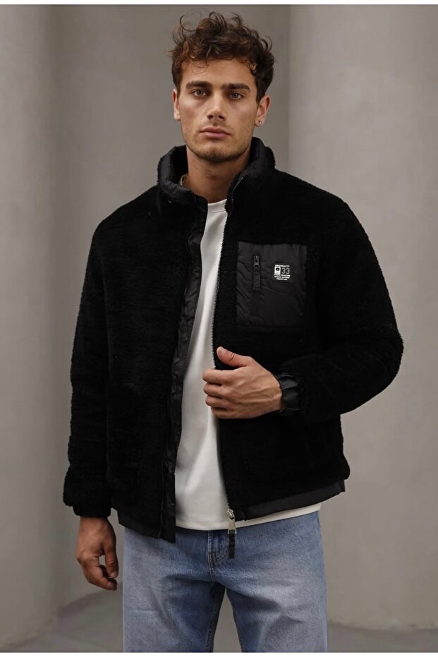 Super Soft Touch: Men's Black Plush Coat