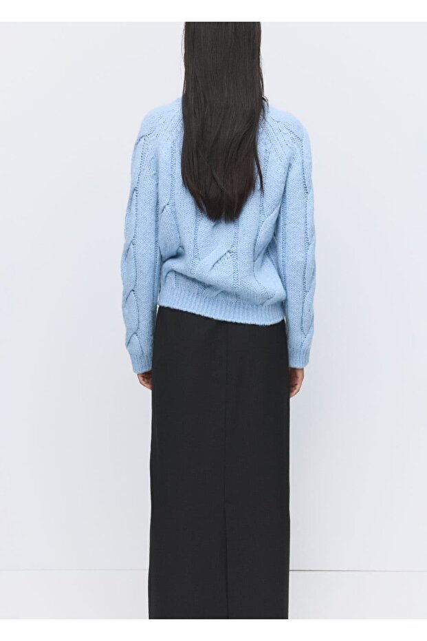Örgü detaylı triko kazak - 4