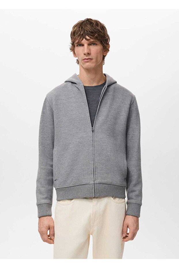 Dokulu kapüşonlu sweatshirt - 1