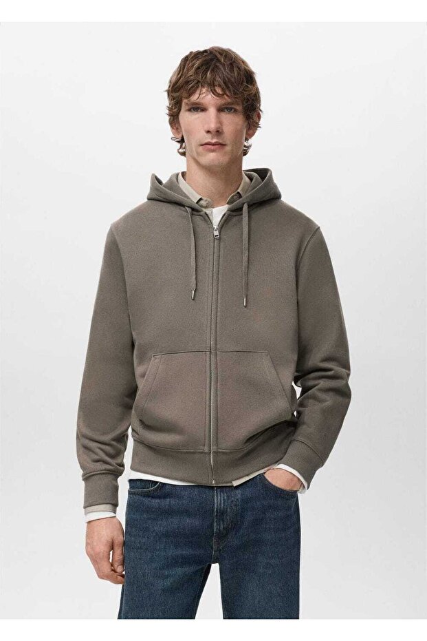 Fermuarlı kapüşonlu sweatshirt - 1